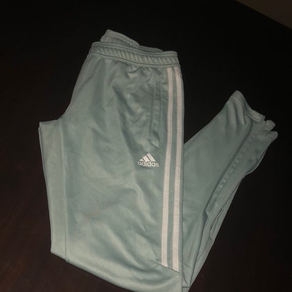 mint green adidas pants